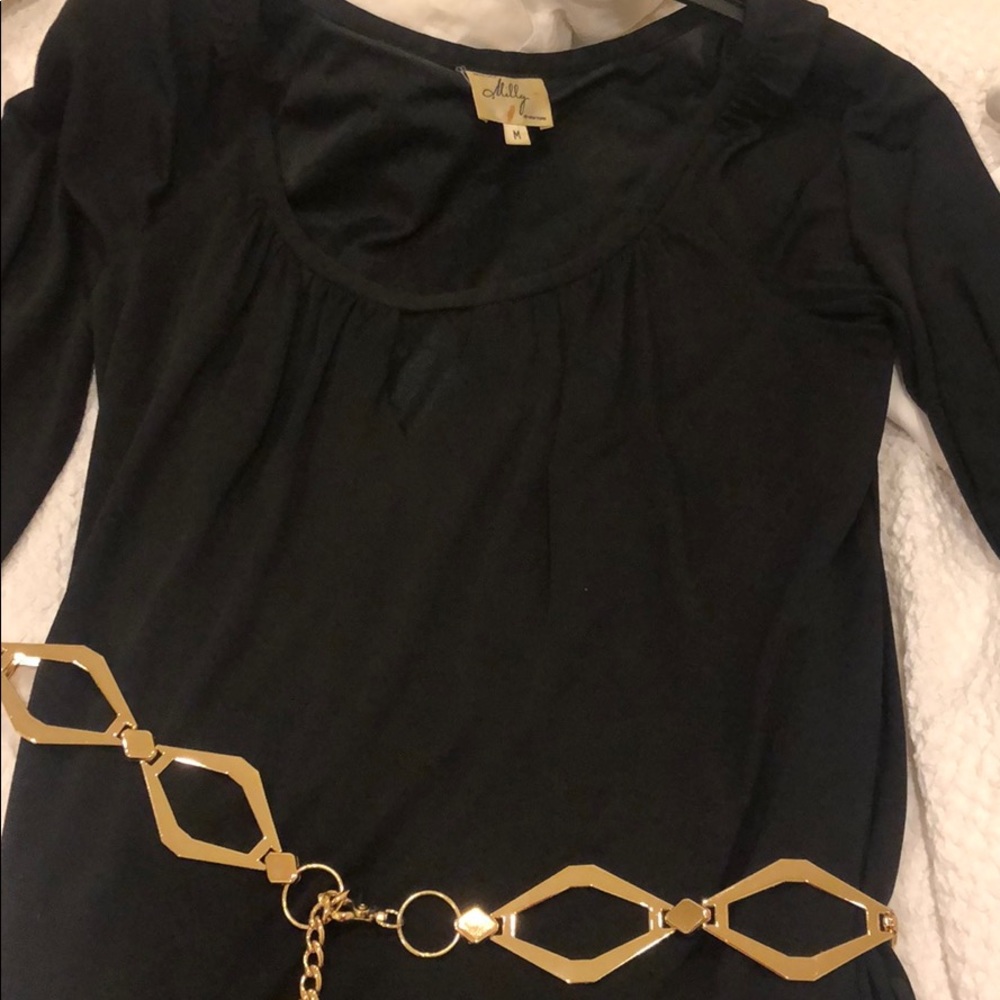 Black Milly Dress with Gold belt!